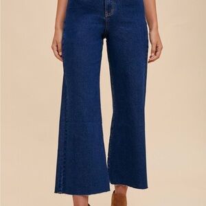 AnnieWear High Rise Wide Leg Cropped Denim | Dark Wash | NWT